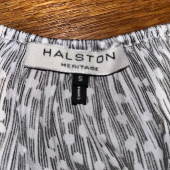 Halston Heritage bell sleeve blouse sz small medium gray white lightweight boho - Picture 3 of 10